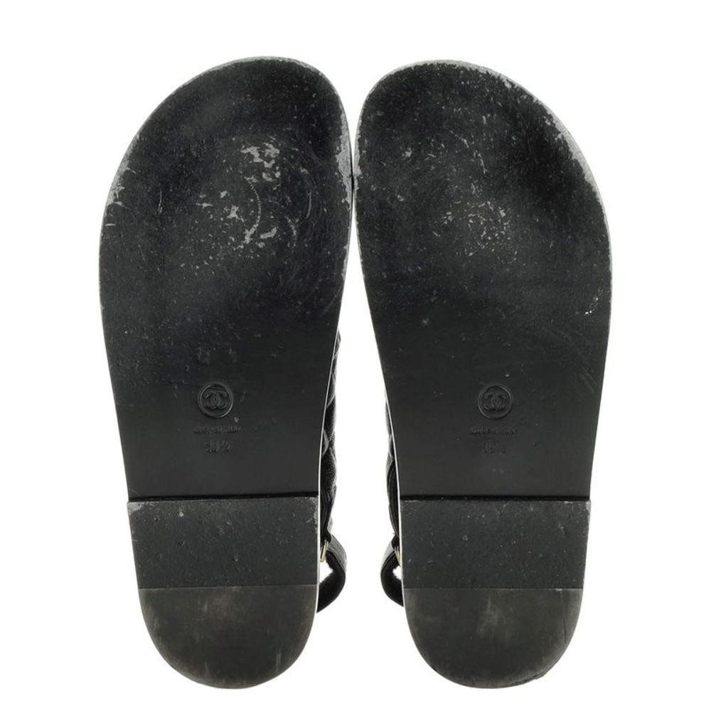 Chanel Women's Velcro Dad Sandals Quilted Leather Black - Picture 4 of 4